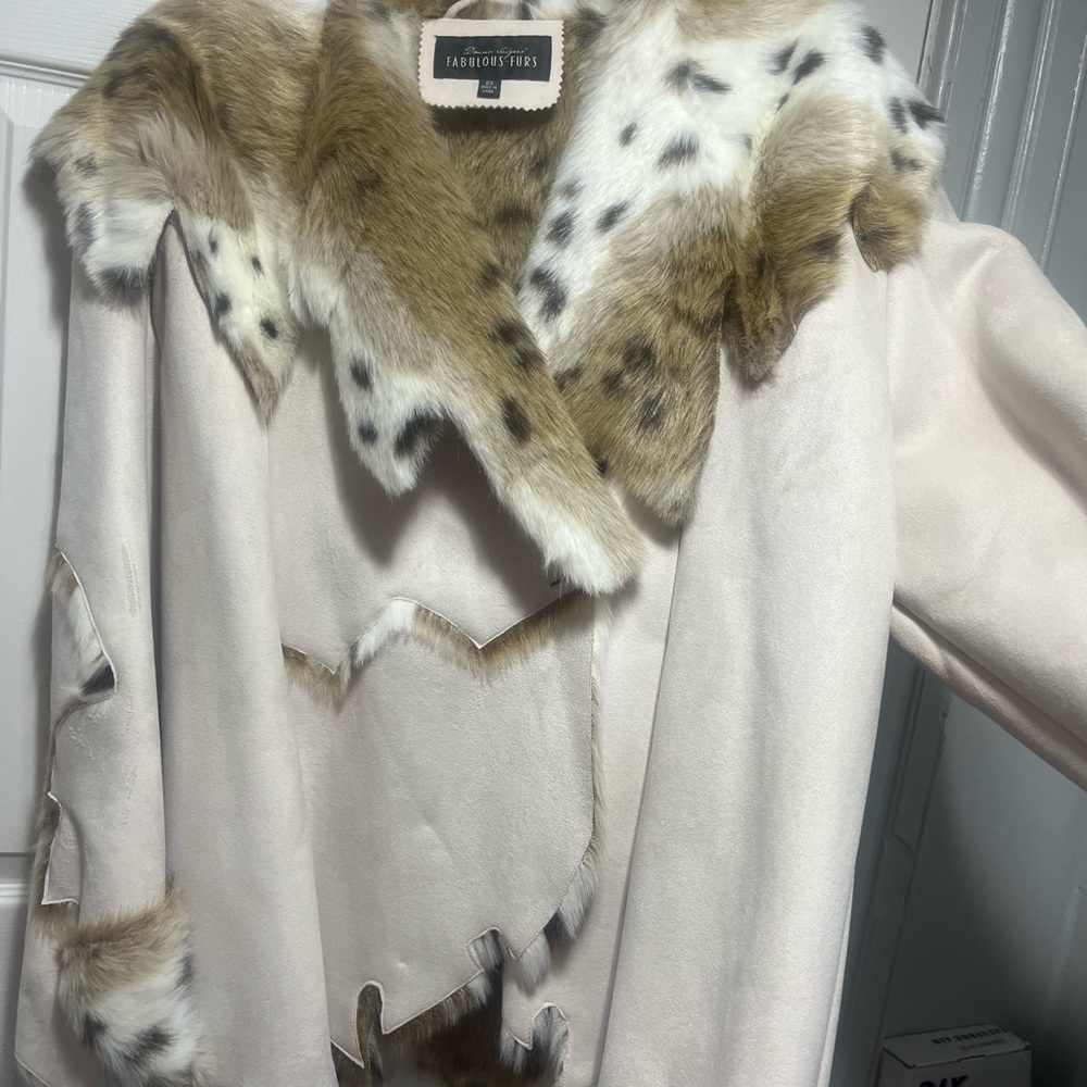 Fabulous Furs Cream and Spotted Faux Fur Jacket